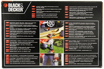 Black+Decker Akku-/12V-Kompressor / Luftpumpe, 160PSI, für Reifen, Bälle etc., Akku-betrieben, Automatik-Abschaltung, integriertes Reifenventil, ASI500 - 4