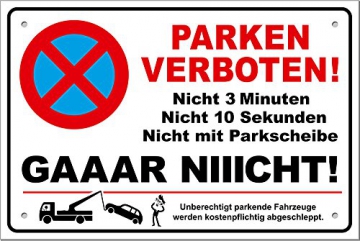 TATMOTIVE PS01 Parkverbotsschild lustig Schild Parken verboten inkl. Schrauben & Löcher / 300 x 200 x 3 mm - 1
